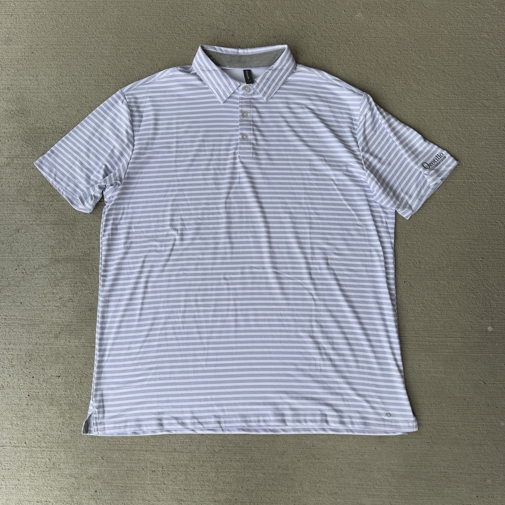 AndersonOrd Men's Polo Shirt‎ XL Gray White Stripe Ocotillo Golf Club